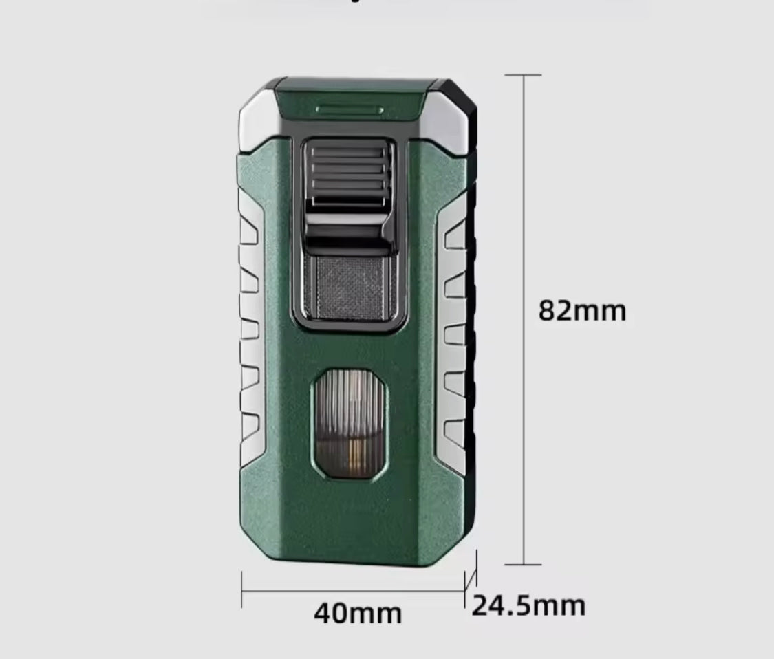 Three Flame Butane Gas Lighter, Refillable Fancy Jetflame Cigar Lighter, Wind Proof Smoking Gadget Three Flame Butane Gas Lighter, Refillable Fancy Jetflame Cigar Lighter, Wind Proof Smoking Gadget